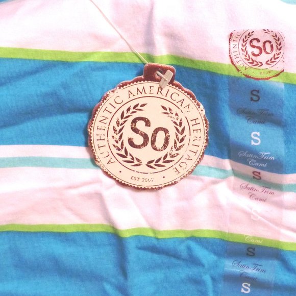 American Heritage Shell / Cami Sz Small NWT White Blues Greens Stretch - Picture 5 of 5